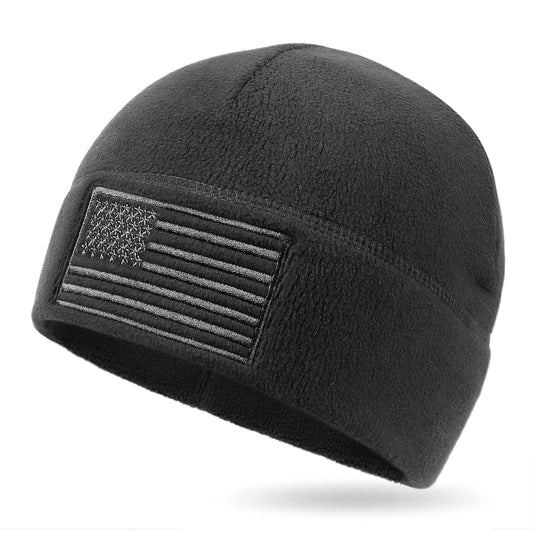 American flag fleece beanie